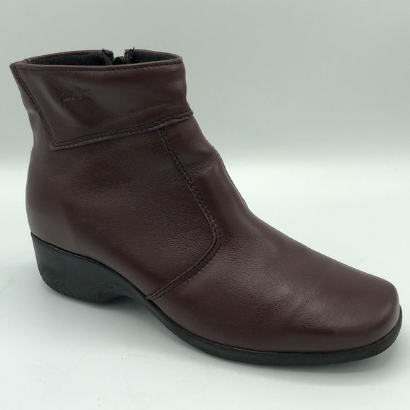 Martino Canada Burgundy Leather Booties Size 8 - Picture 3 of 14